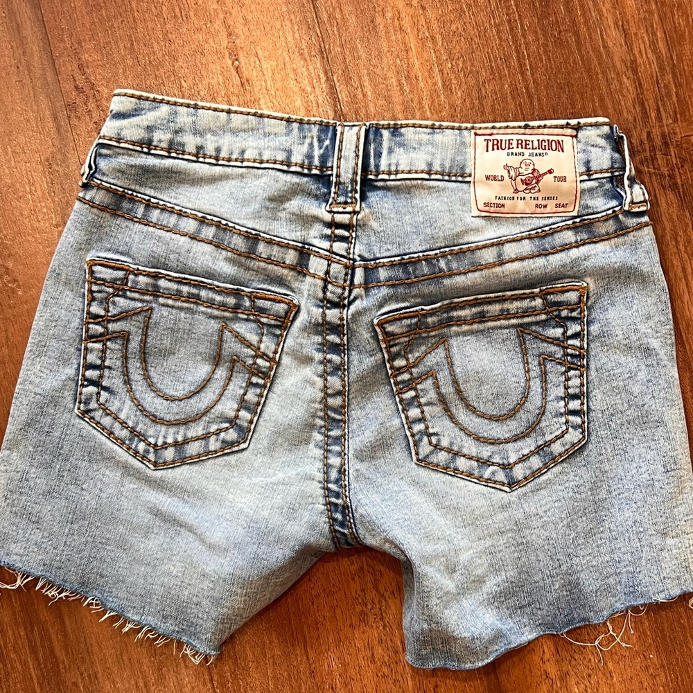 True Religion Light Wash Denim Shorts